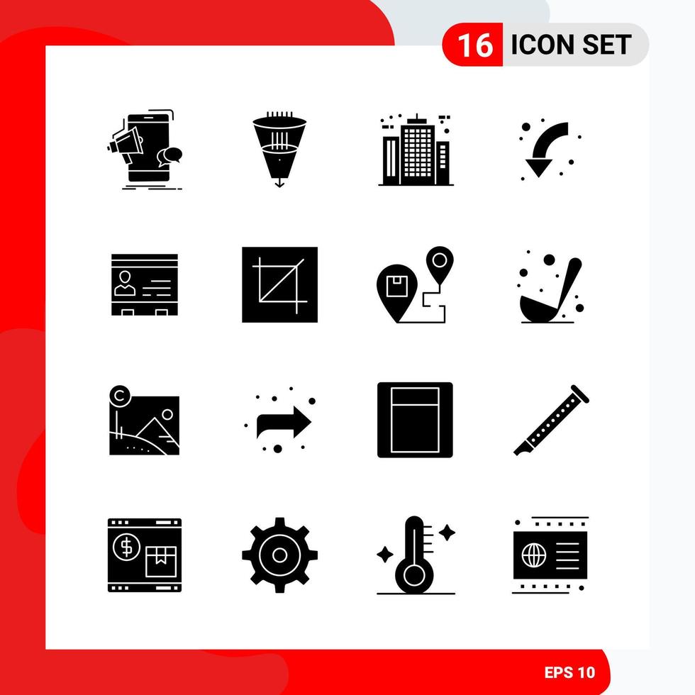 Creative Set of 16 Universal Glyph Icons isolated on White Background Creative Black Icon vector background