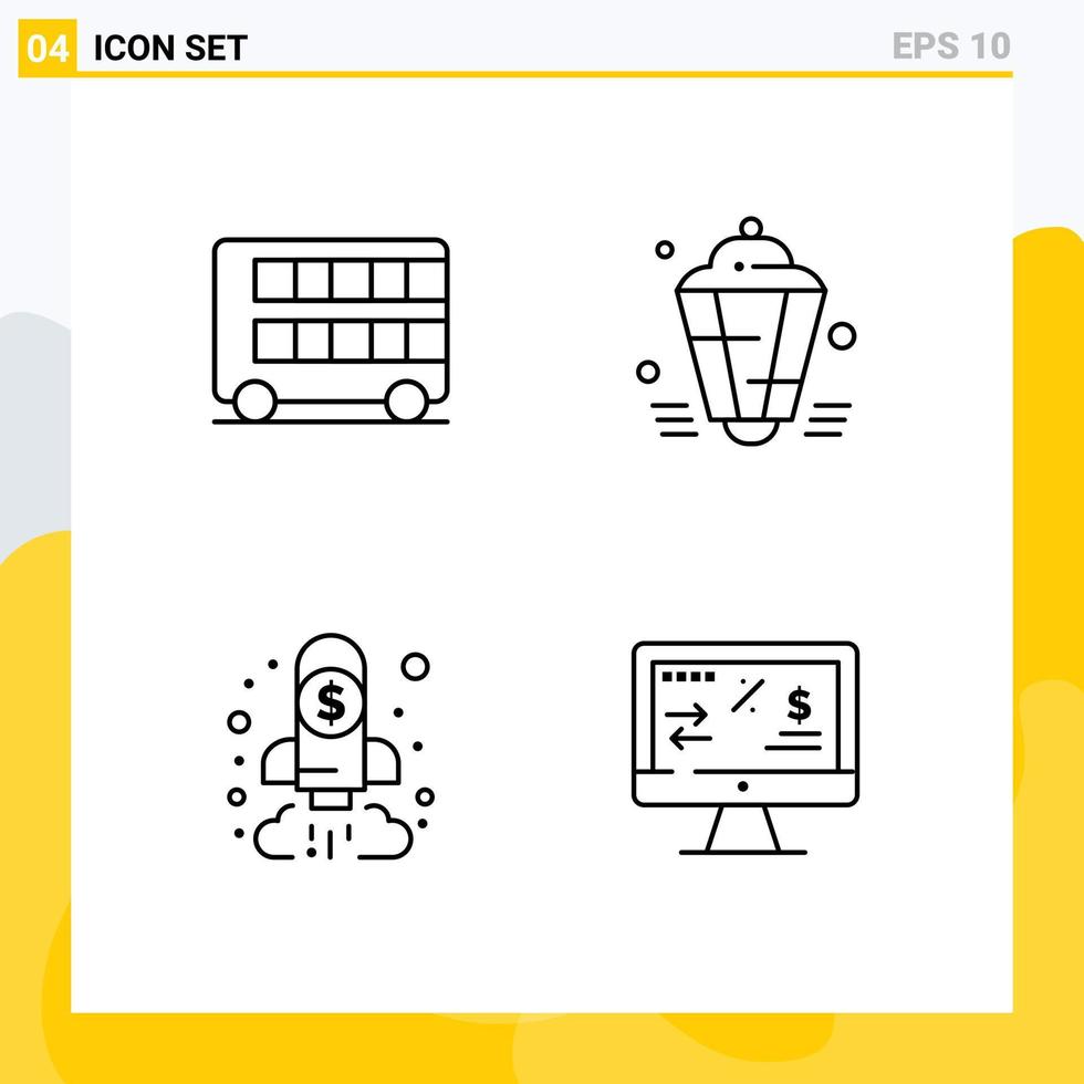Concepto de 4 líneas para sitios web, móviles y aplicaciones, decoración de autobuses, elementos de diseño de vectores editables de negocios de lámparas de Londres