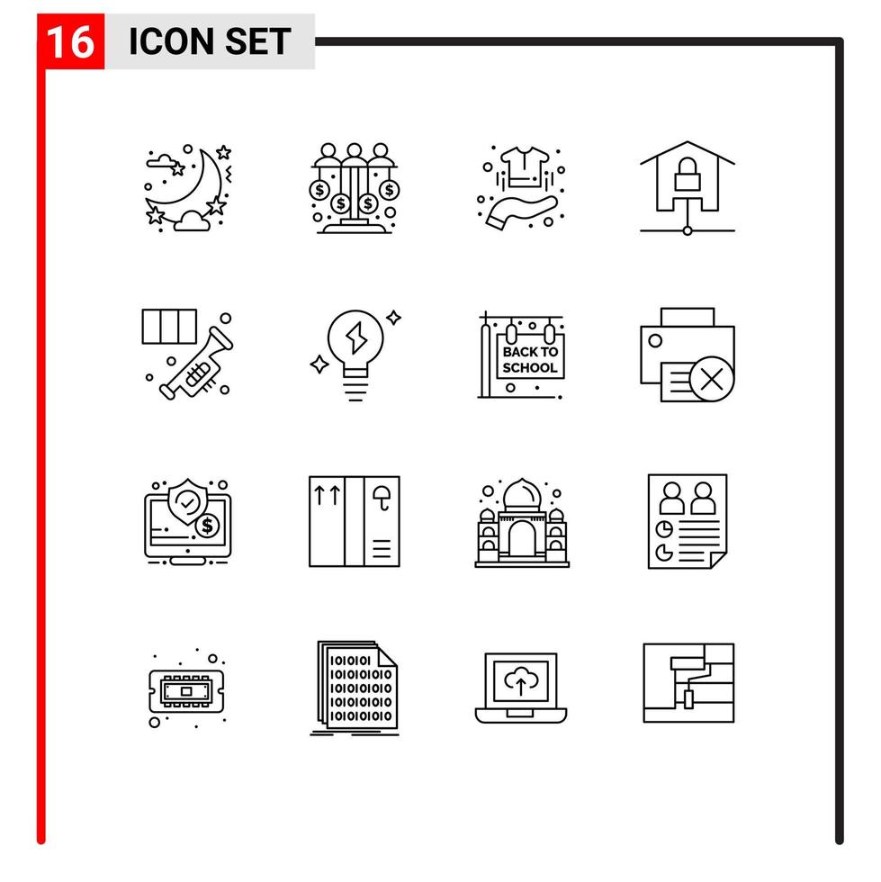 Stock Vector Icon Pack of 16 Line Signs and Symbols for locked home sponsor investment devices clothes Editable Vector Design Elements
