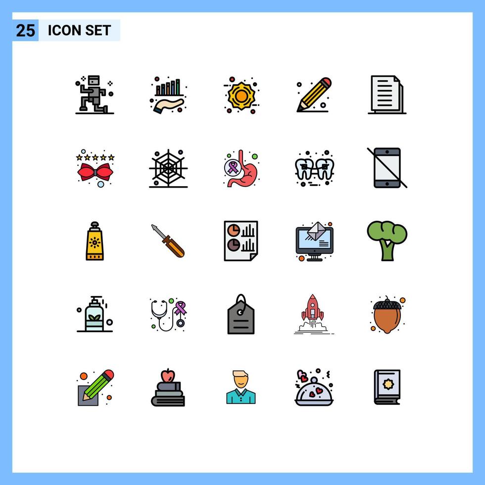 Modern Set of 25 Filled line Flat Colors and symbols such as files document friday copy school Editable Vector Design Elements