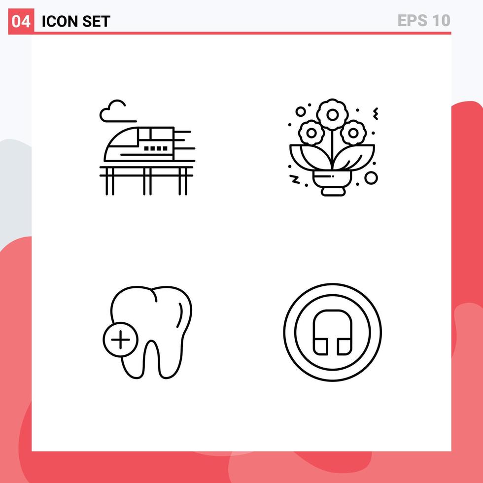 4 Creative Icons Modern Signs and Symbols of train earphone bouquet hospital basic Editable Vector Design Elements