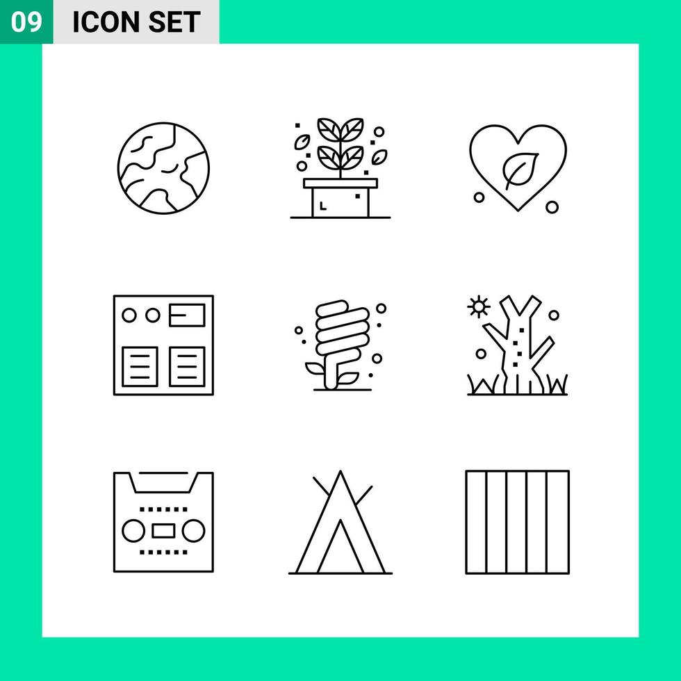 Pack of 9 Line Style Icon Set Outline Symbols for print Creative Signs Isolated on White Background 9 Icon Set Creative Black Icon vector background