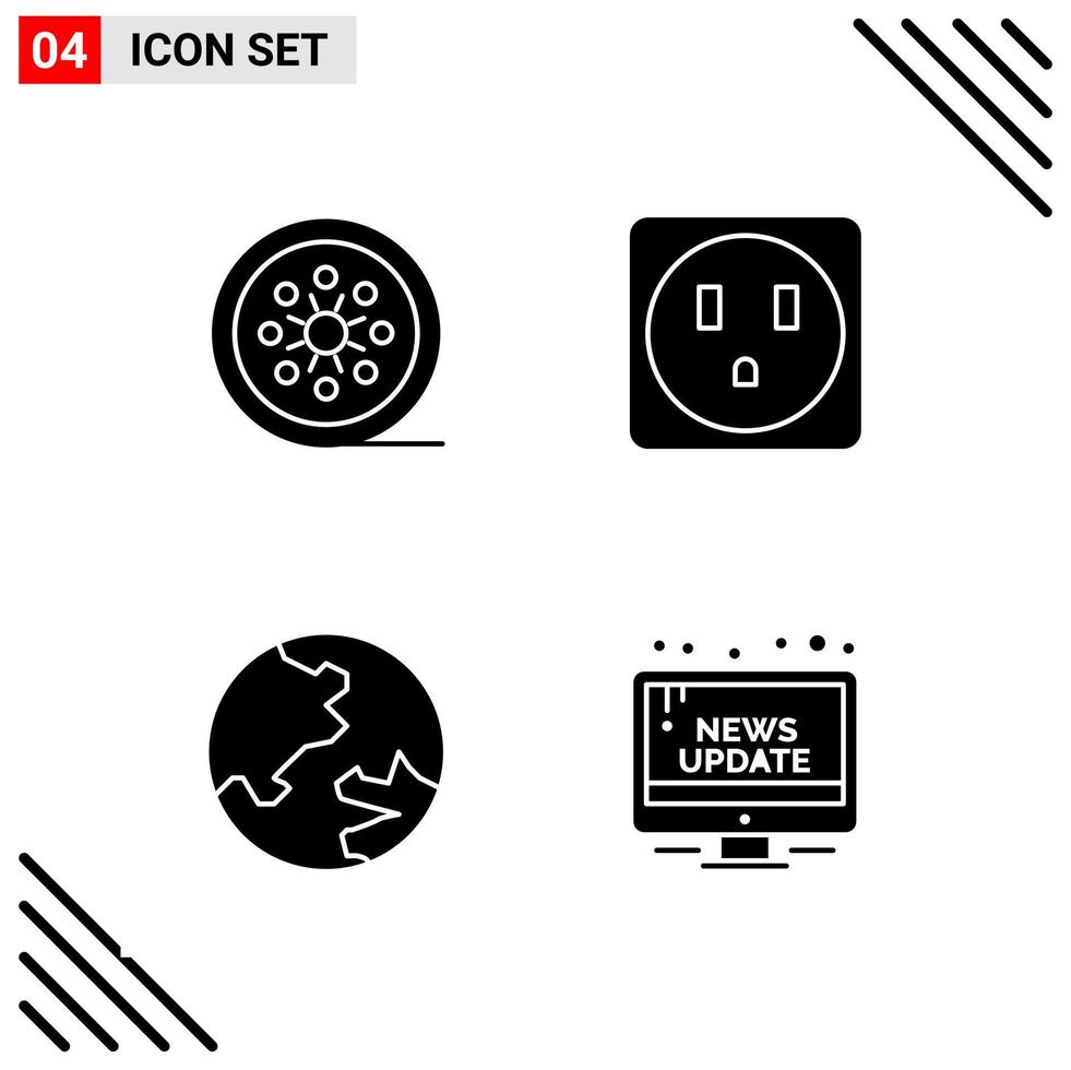 Pixle Perfect Set of 4 Solid Icons Glyph Icon Set for Webite Designing and Mobile Applications Interface Creative Black Icon vector background