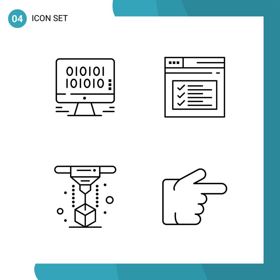 Vector Pack of 4 Outline Symbols Line Style Icon Set on White Background for Web and Mobile Creative Black Icon vector background