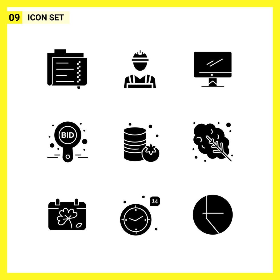 9 Icon Set Simple Solid Symbols Glyph Sign on White Background for Website Design Mobile Applications and Print Media Creative Black Icon vector background