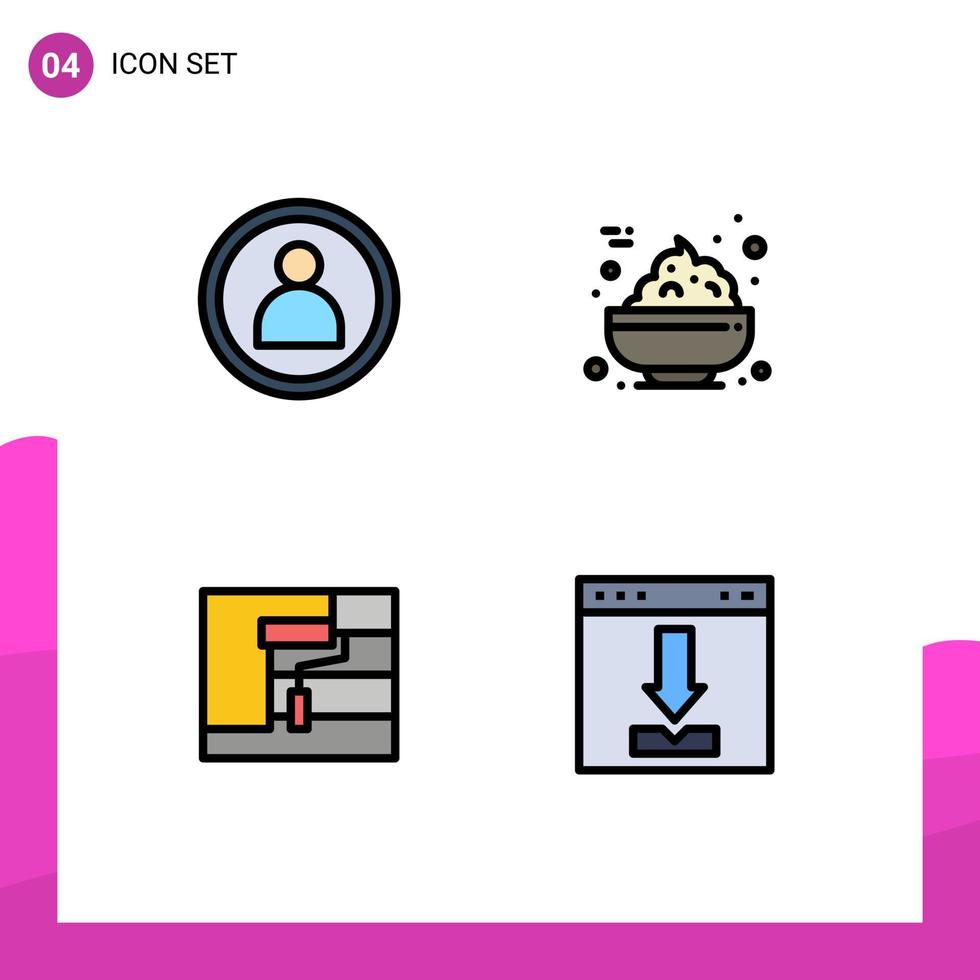 4 Filledline Flat Color concept for Websites Mobile and Apps disc tool bowl construction browser Editable Vector Design Elements