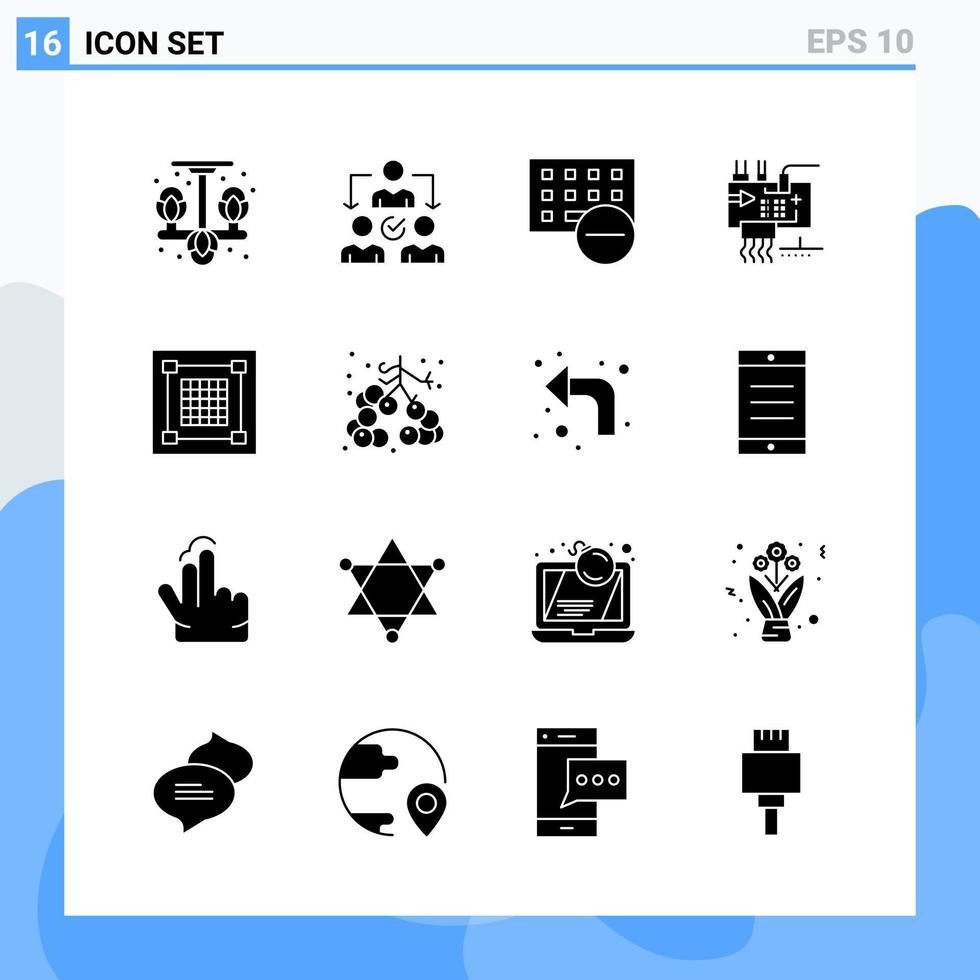 Modern 16 solid style icons Glyph Symbols for general use Creative Solid Icon Sign Isolated on White Background 16 Icons Pack Creative Black Icon vector background
