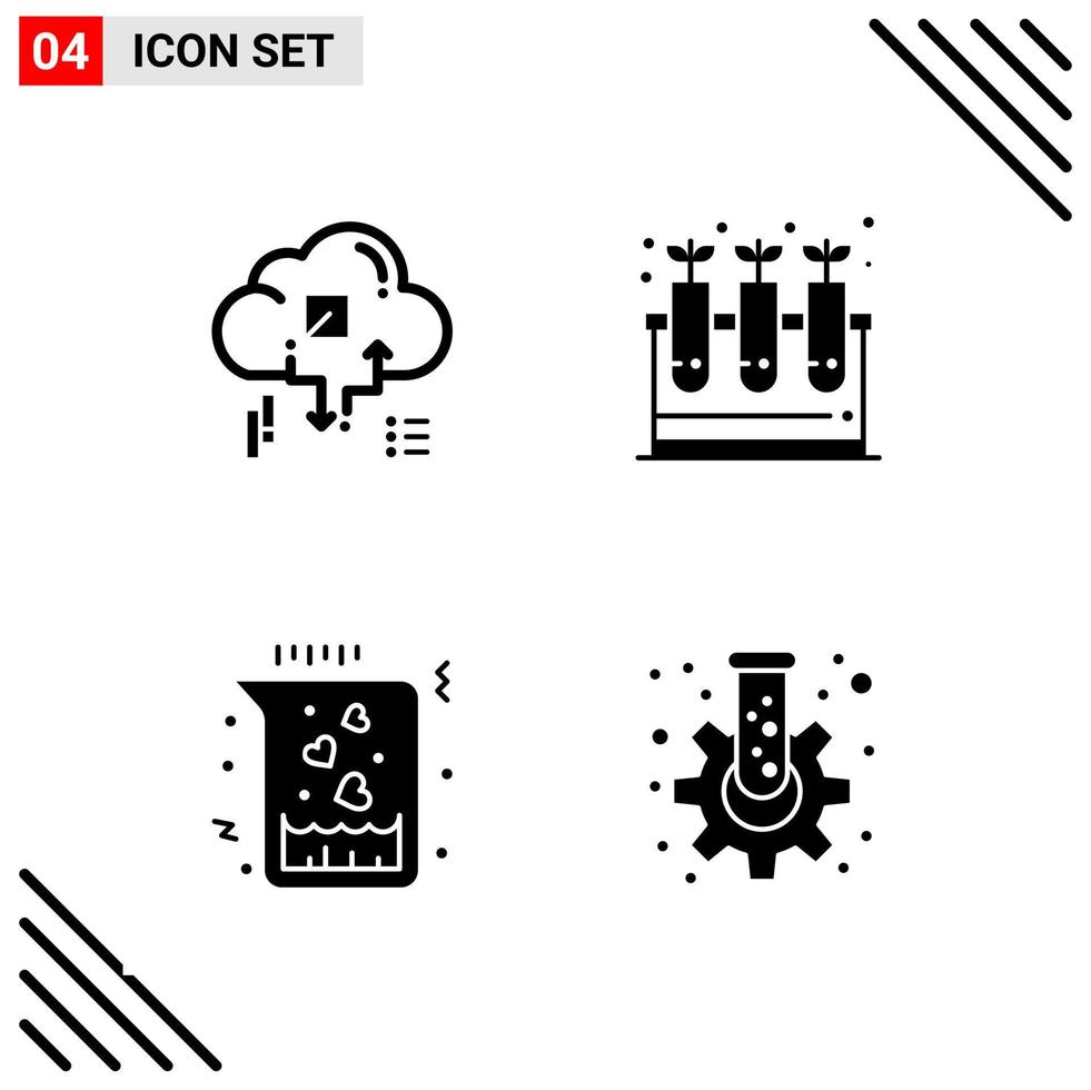 Pixle Perfect Set of 4 Solid Icons Glyph Icon Set for Webite Designing and Mobile Applications Interface Creative Black Icon vector background