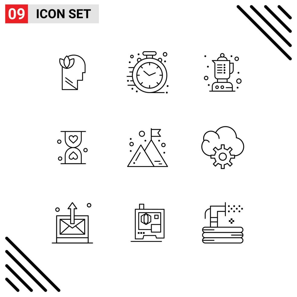 9 Outline concept for Websites Mobile and Apps company waiting blender hour hourglass Editable Vector Design Elements