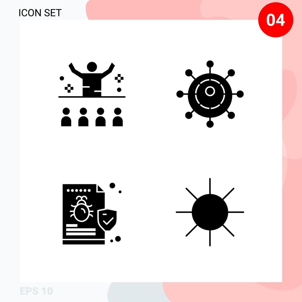 Vector Pack of 4 Icons in Solid Style Creative Glyph Pack isolated on White Background for Web and Mobile Creative Black Icon vector background