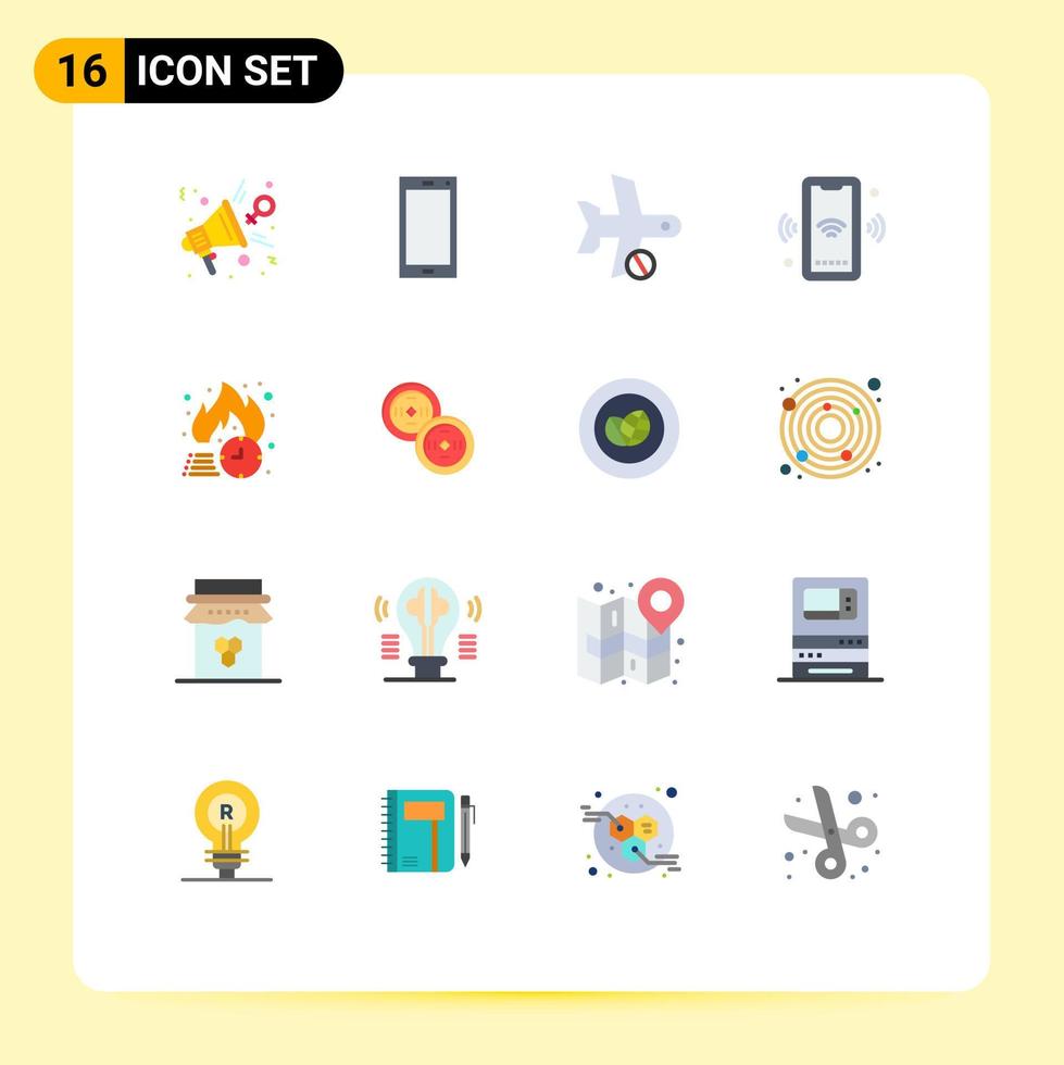 Modern Set of 16 Flat Colors and symbols such as wifi phone android transportation plane Editable Pack of Creative Vector Design Elements