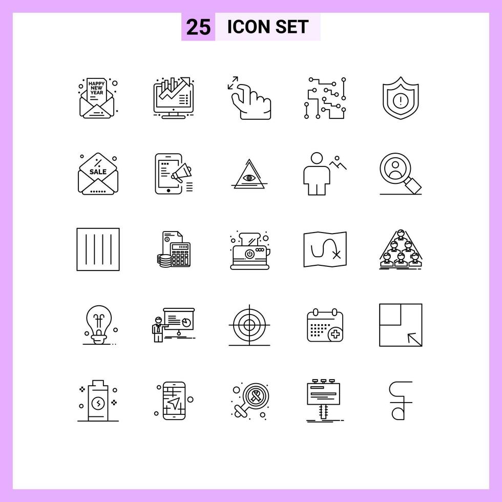 25 User Interface Line Pack of modern Signs and Symbols of science electronics growth circuitry zoom Editable Vector Design Elements