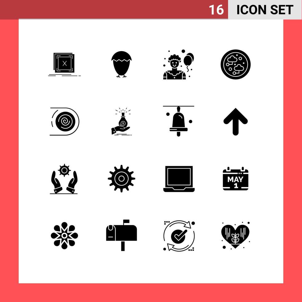 16 Solid Glyph concept for Websites Mobile and Apps circulation technology food network connected Editable Vector Design Elements