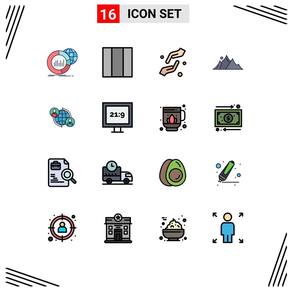 Stock Vector Icon Pack of 16 Line Signs and Symbols for connected mountain faith nature hill Editable Creative Vector Design Elements