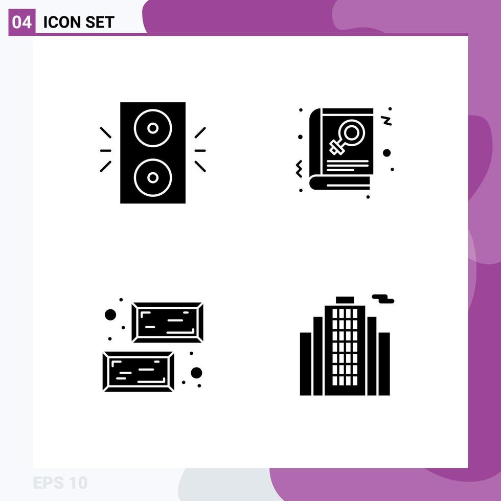 Set of 4 Modern UI Icons Symbols Signs for decoration ingot xmas read saint Editable Vector Design Elements