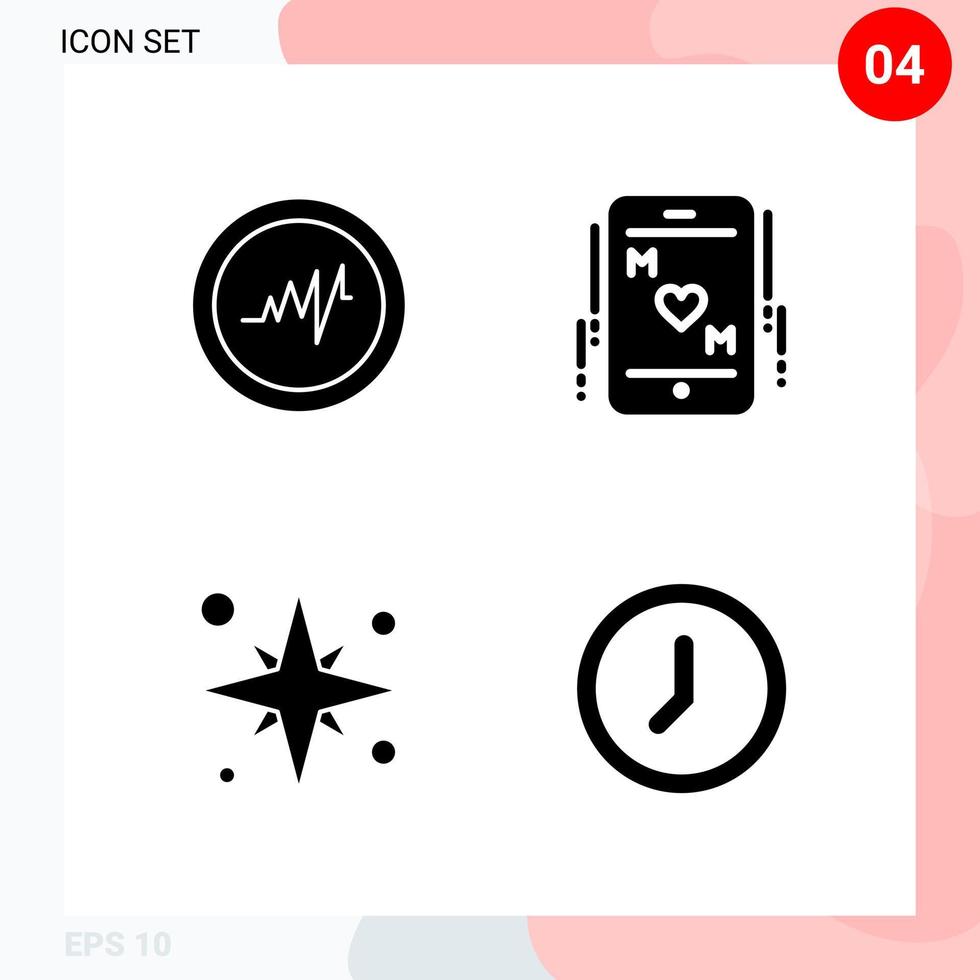 Vector Pack of 4 Icons in Solid Style Creative Glyph Pack isolated on White Background for Web and Mobile Creative Black Icon vector background