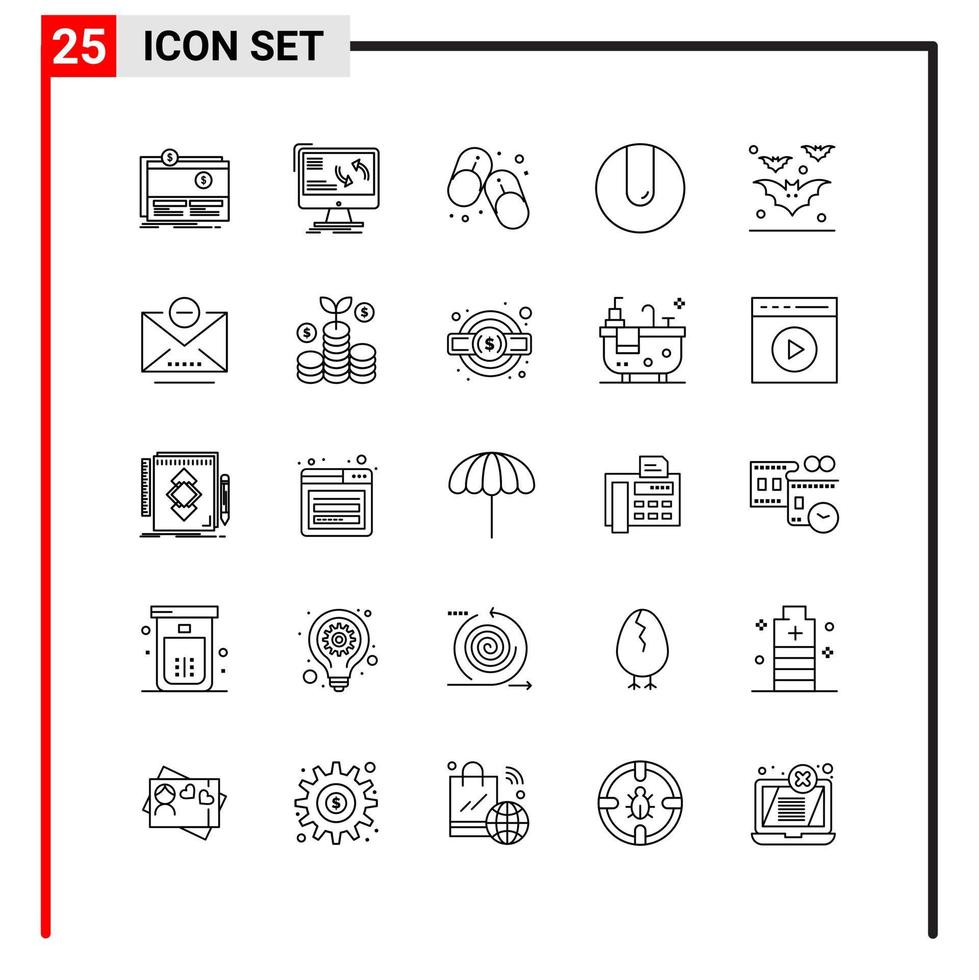 25 General Icons for website design print and mobile apps 25 Outline Symbols Signs Isolated on White Background 25 Icon Pack Creative Black Icon vector background