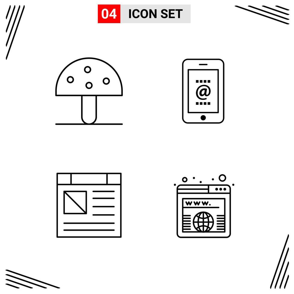 4 Icons Line Style Grid Based Creative Outline Symbols for Website Design Simple Line Icon Signs Isolated on White Background 4 Icon Set Creative Black Icon vector background