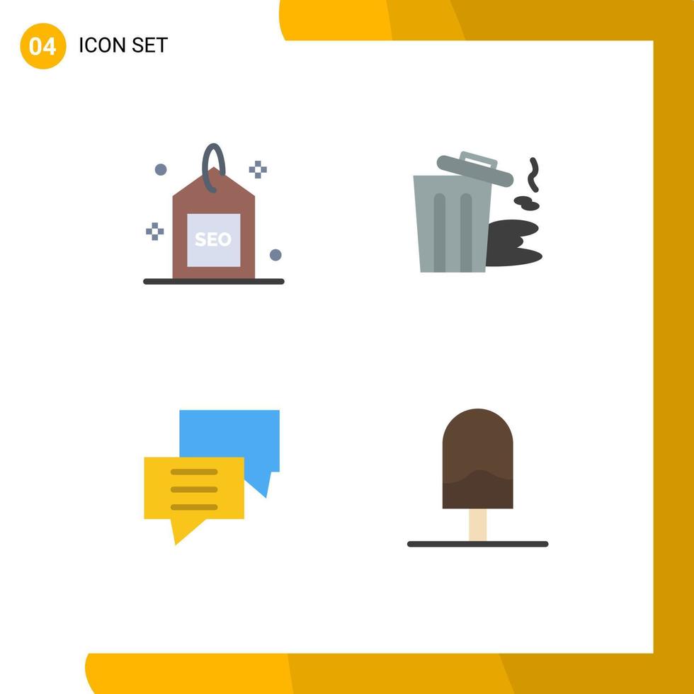 4 User Interface Flat Icon Pack of modern Signs and Symbols of engine bubbles search garbage customer Editable Vector Design Elements