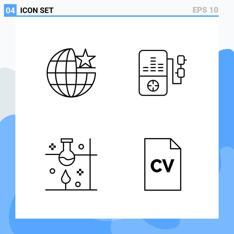 Modern 4 Line style icons Outline Symbols for general use Creative Line Icon Sign Isolated on White Background 4 Icons Pack Creative Black Icon vector background
