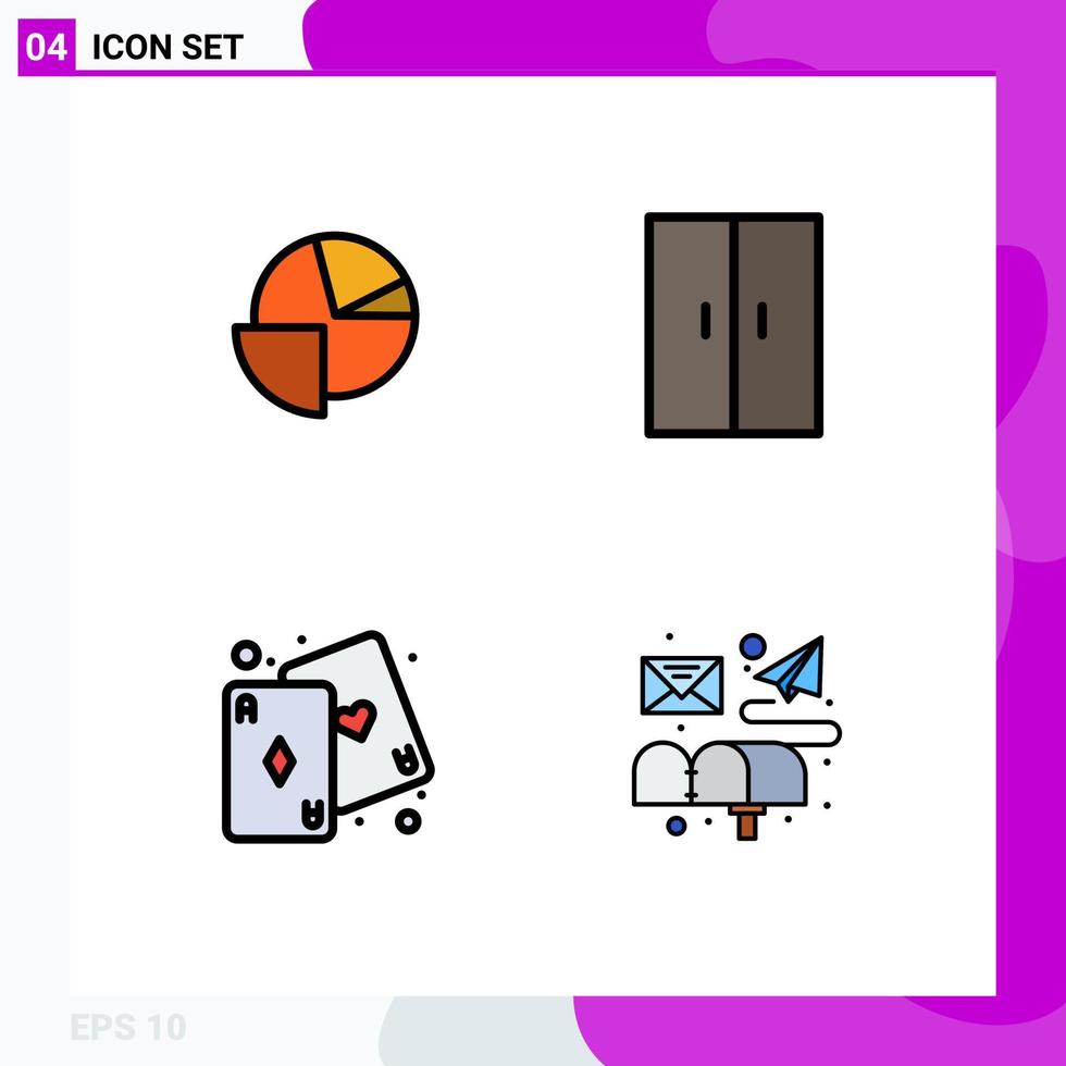 Pictogram Set of 4 Simple Filledline Flat Colors of analytics fun graph home appliances play Editable Vector Design Elements