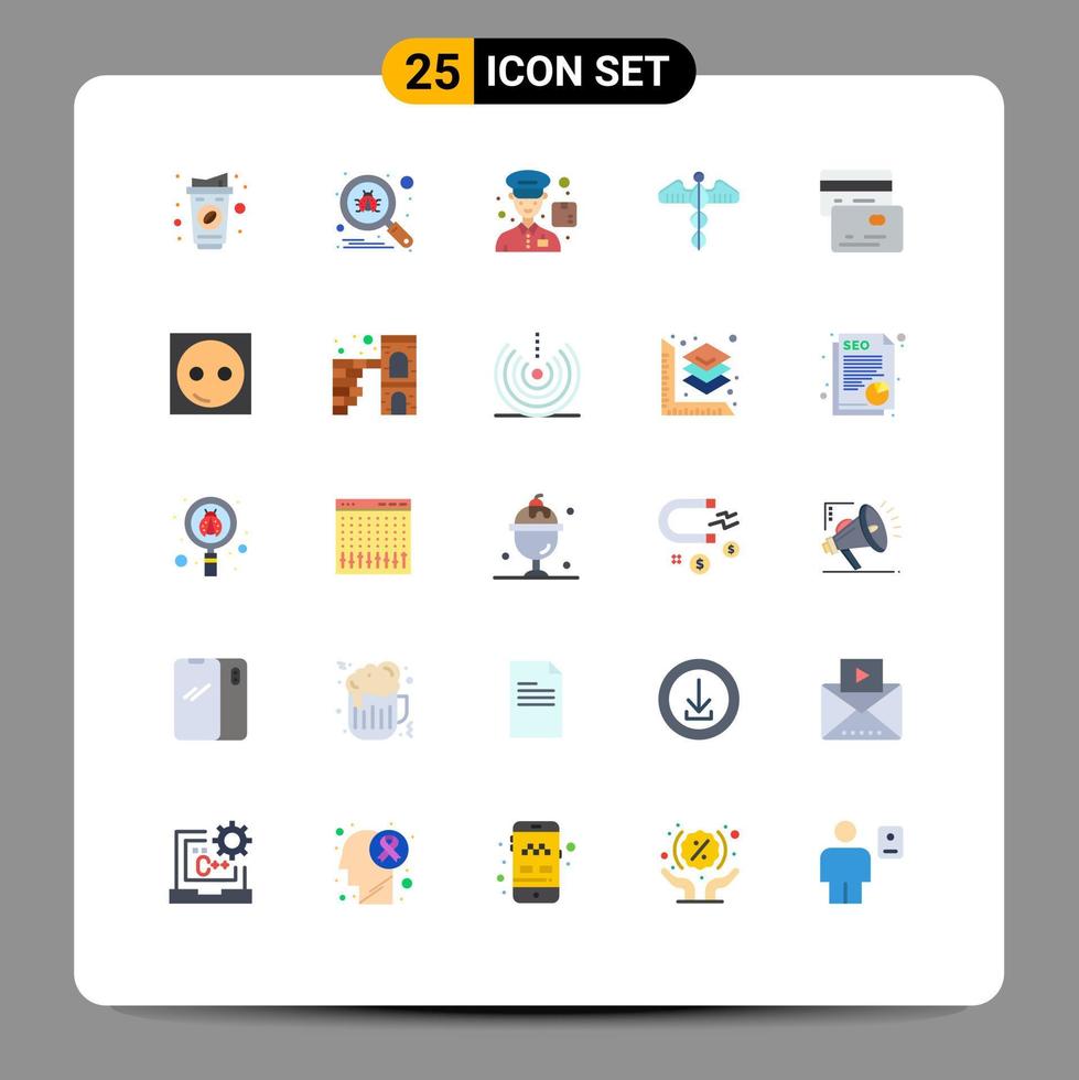 Set of 25 Modern UI Icons Symbols Signs for credit care courier health symbol Editable Vector Design Elements