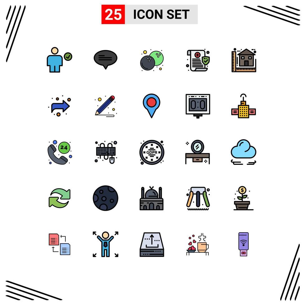 Pictogram Set of 25 Simple Filled line Flat Colors of construction blue coconut security data Editable Vector Design Elements