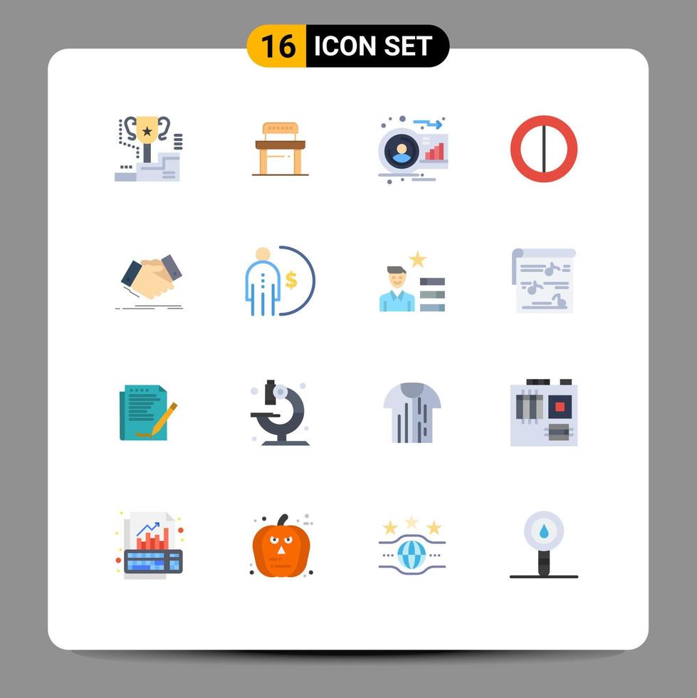 Group of 16 Modern Flat Colors Set for hand shake contrast school colors human Editable Pack of Creative Vector Design Elements
