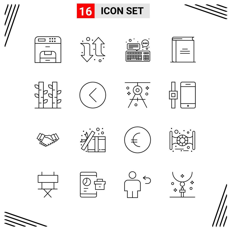 16 iconos estilo de línea basados en cuadrícula símbolos de esquema creativos para el diseño de sitios web signos de icono de línea simple aislados en fondo blanco 16 conjunto de iconos fondo de vector de icono negro creativo