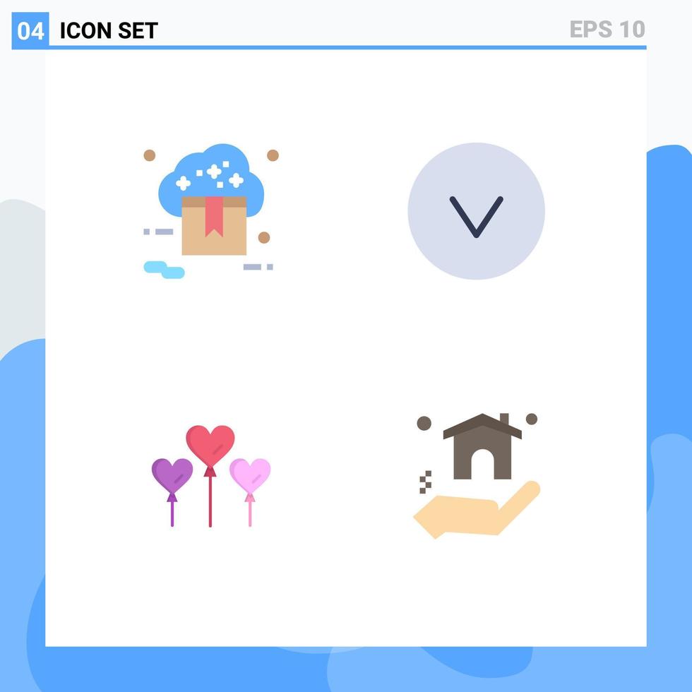 4 Universal Flat Icons Set for Web and Mobile Applications cloud balloon store circle building Editable Vector Design Elements