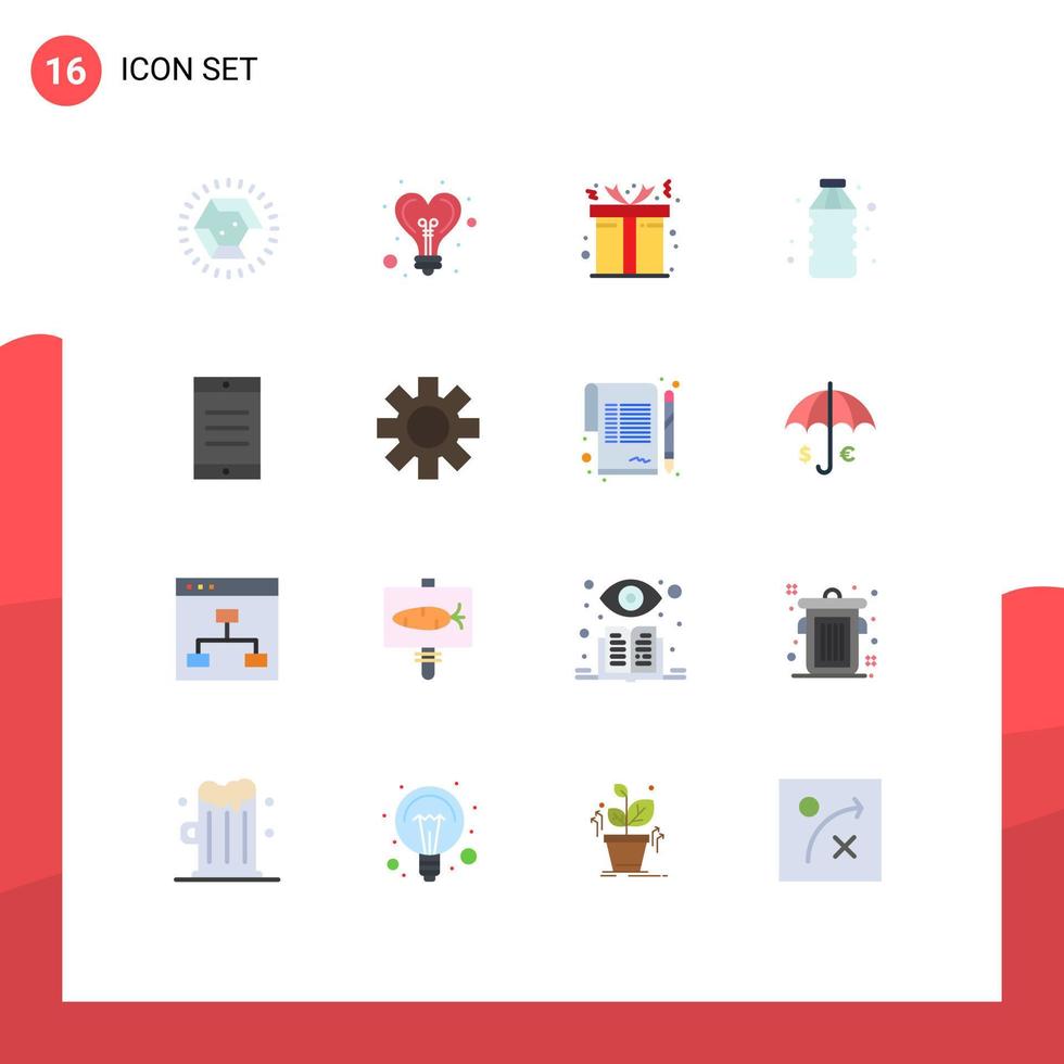 Universal Icon Symbols Group of 16 Modern Flat Colors of text mobile box water drink Editable Pack of Creative Vector Design Elements