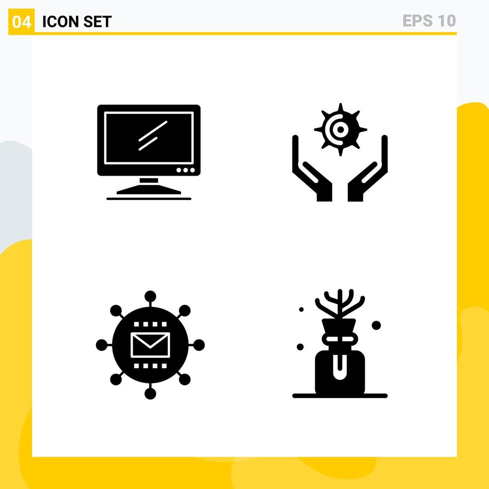 Collection of 4 Universal Solid Icons Icon Set for Web and Mobile Creative Black Icon vector background