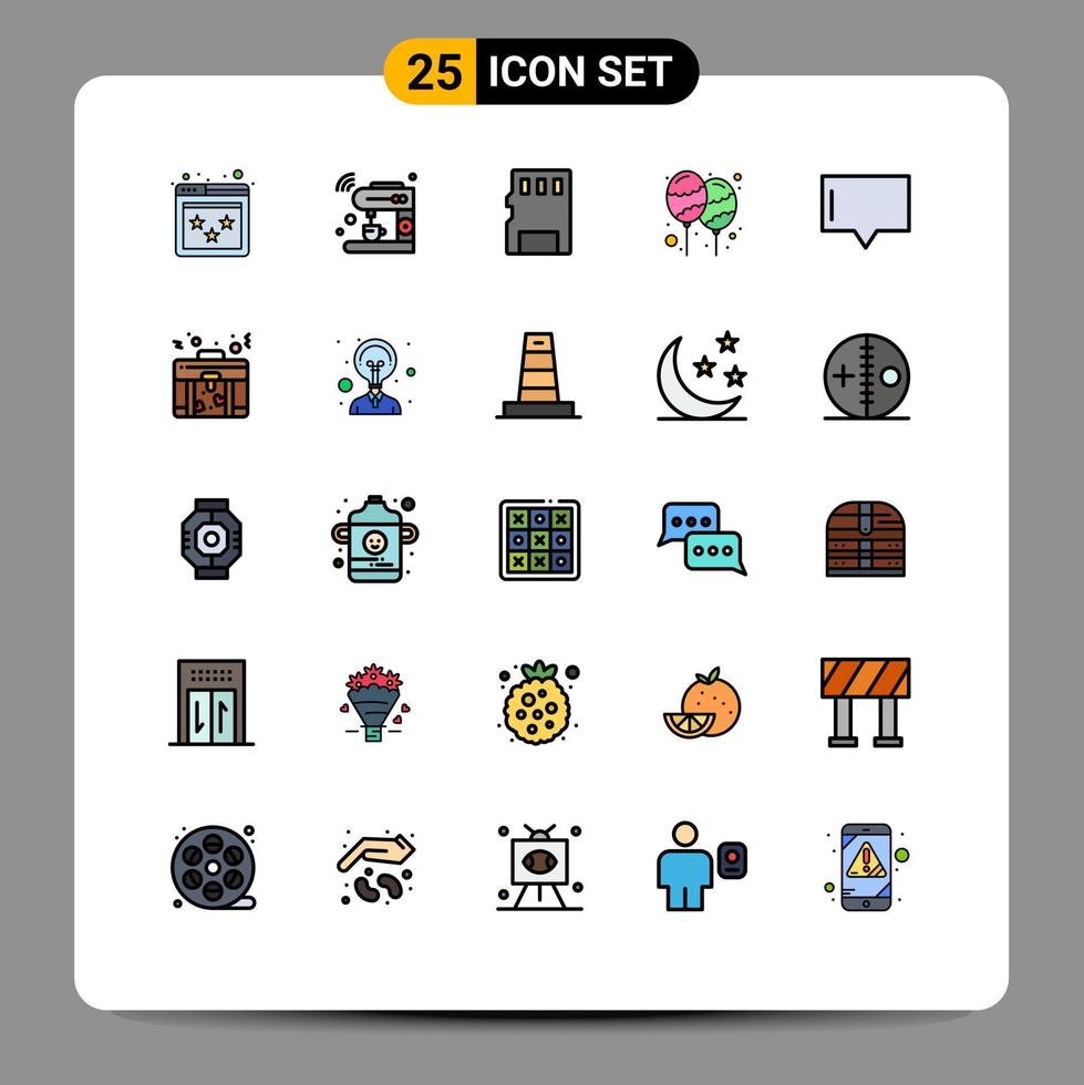 25 iconos creativos signos y símbolos modernos de la máquina de decoración de fiestas globo tarjeta de memoria elementos de diseño vectorial editables vector