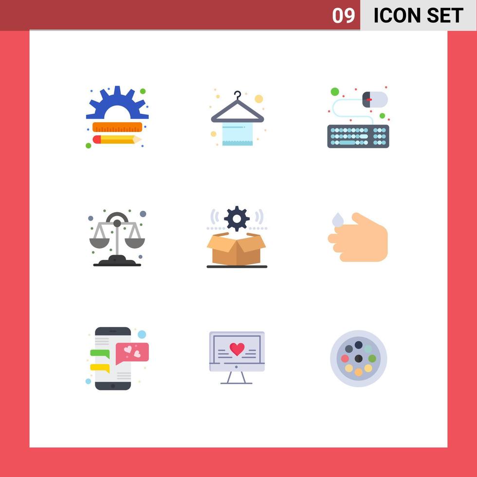 Set of 9 Vector Flat Colors on Grid for wheel box fashion science chemistry Editable Vector Design Elements