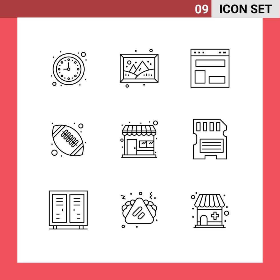 Outline Pack of 9 Universal Symbols of market football blog layout education website layout Editable Vector Design Elements