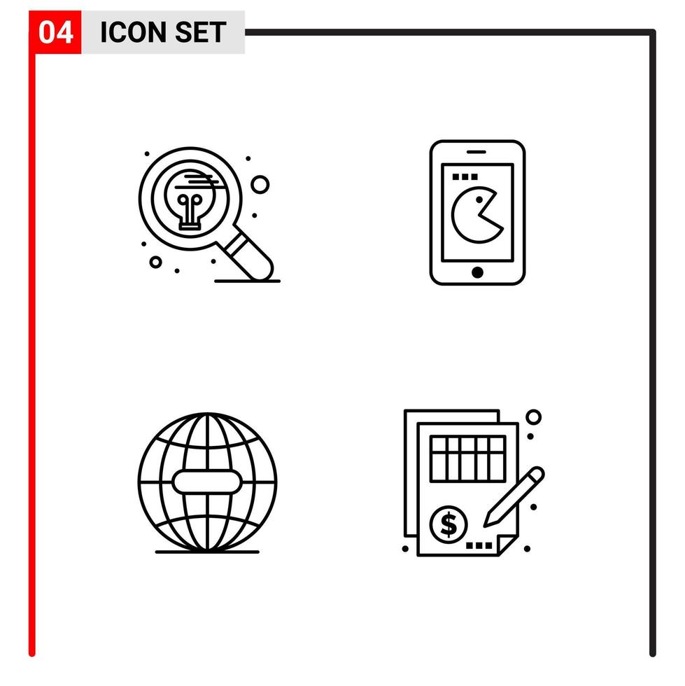 4 General Icons for website design print and mobile apps 4 Outline Symbols Signs Isolated on White Background 4 Icon Pack Creative Black Icon vector background