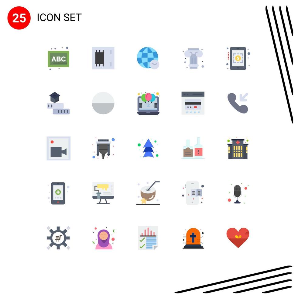 Stock Vector Icon Pack of 25 Line Signs and Symbols for currency rates greek products column time Editable Vector Design Elements