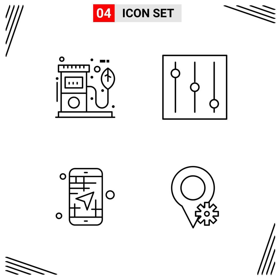 4 Icons Line Style Grid Based Creative Outline Symbols for Website Design Simple Line Icon Signs Isolated on White Background 4 Icon Set Creative Black Icon vector background