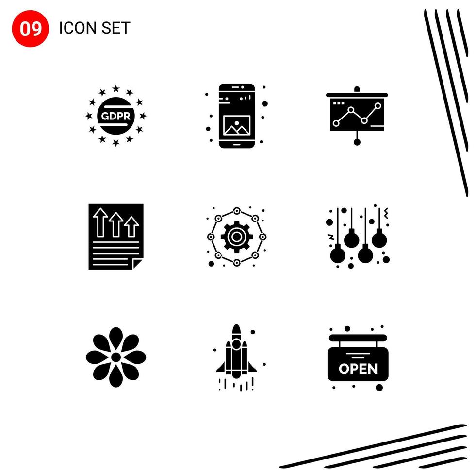 9 iconos creativos signos y símbolos modernos de flechas de documentos de gráficos de páginas de afiliados elementos de diseño de vectores editables