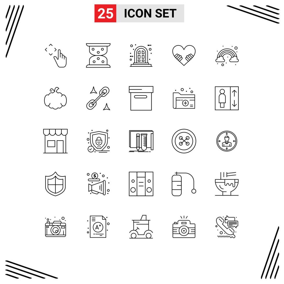 25 Thematic Vector Lines and Editable Symbols of halloween color panel rainbow valentine Editable Vector Design Elements