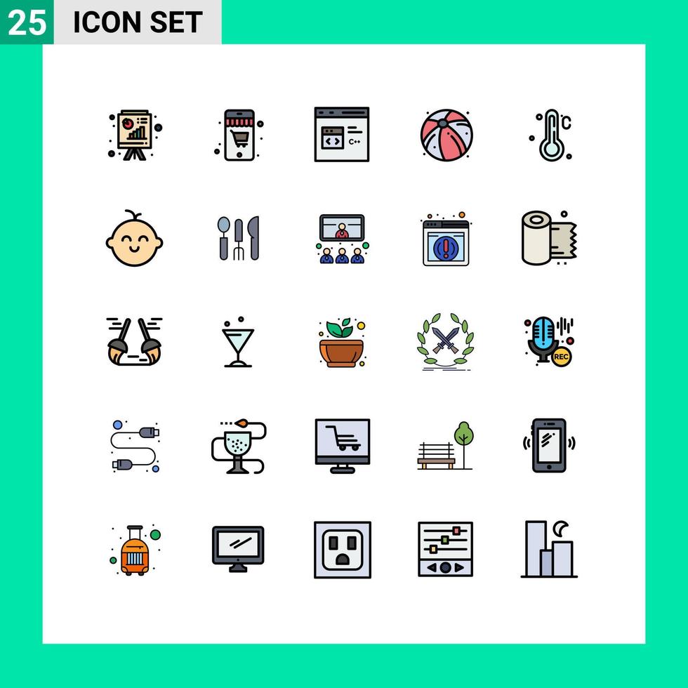 25 Creative Icons Modern Signs and Symbols of weather temperature code summer ball Editable Vector Design Elements