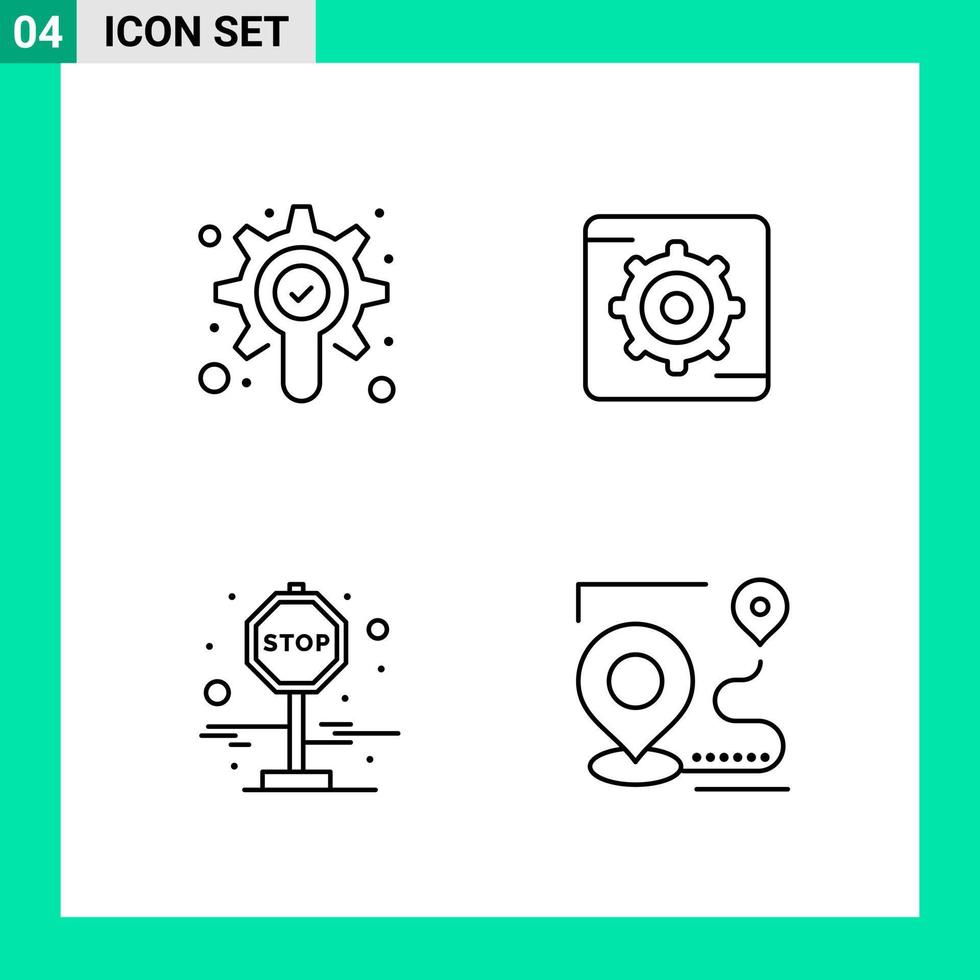 paquete de 4 iconos de estilo de línea establece símbolos de contorno para imprimir signos creativos aislados en fondo blanco 4 conjunto de iconos creativo fondo de vector de icono negro