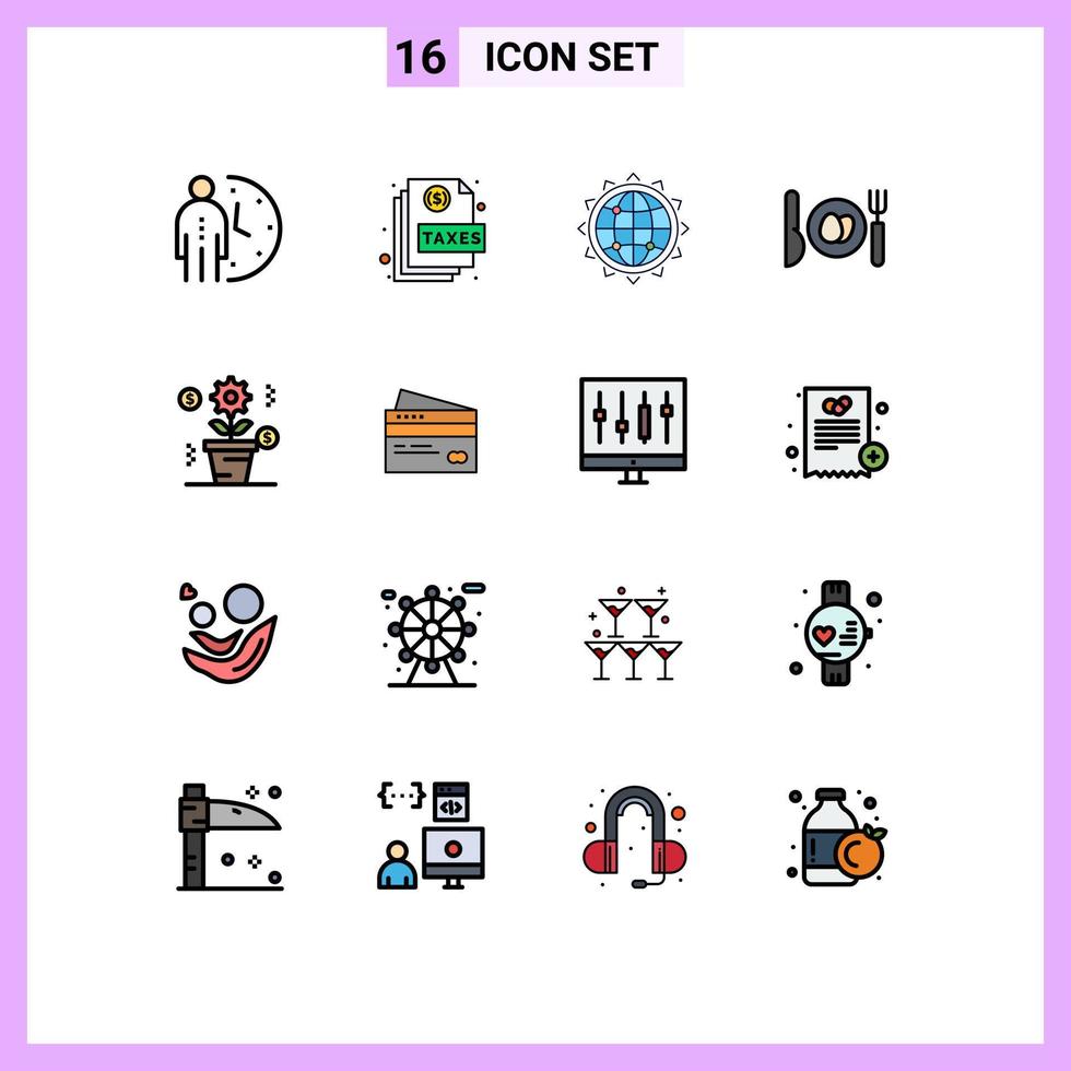 Set of 16 Modern UI Icons Symbols Signs for easter dinner page optimization seo Editable Creative Vector Design Elements