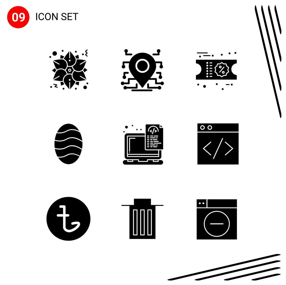 Collection of 9 Vector Icons in solid style Pixle Perfect Glyph Symbols for Web and Mobile Solid Icon Signs on White Background 9 Icons Creative Black Icon vector background