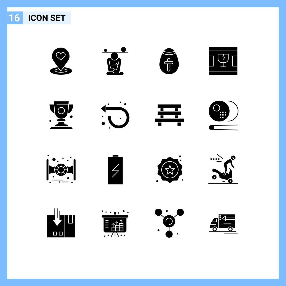 Set of 16 Commercial Solid Glyphs pack for shapes delivery mind broken holiday Editable Vector Design Elements