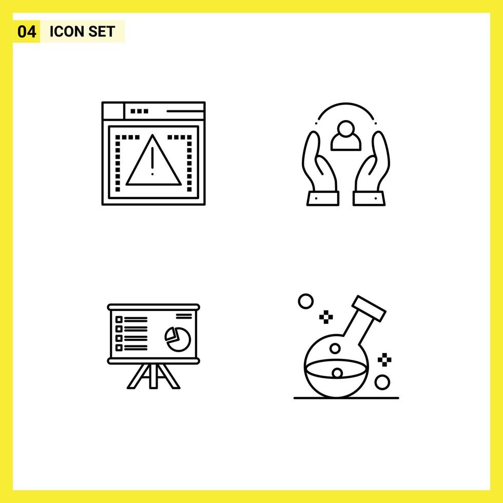 4 User Interface Line Pack of modern Signs and Symbols of  file presentation error human business Editable Vector Design Elements