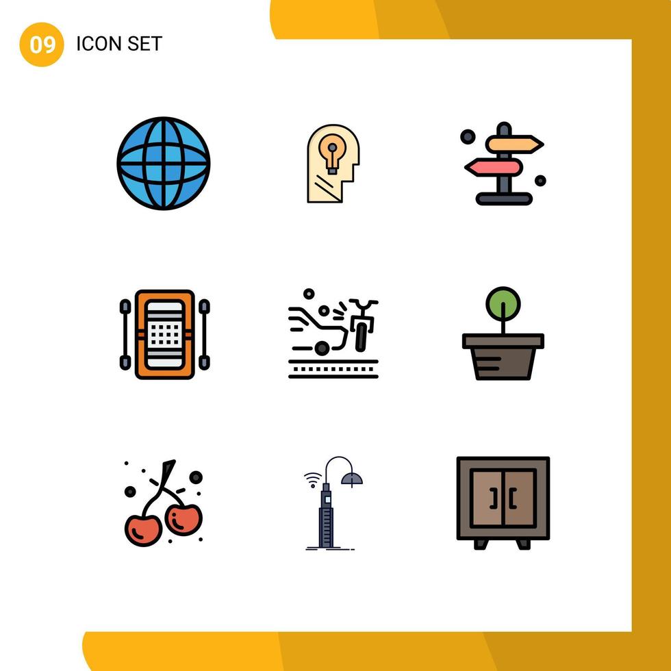 Universal Icon Symbols Group of 9 Modern Filledline Flat Colors of game athletics mind activities navigation Editable Vector Design Elements