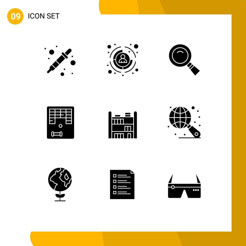 Set of 9 Modern UI Icons Symbols Signs for living play glass game arkanoid Editable Vector Design Elements