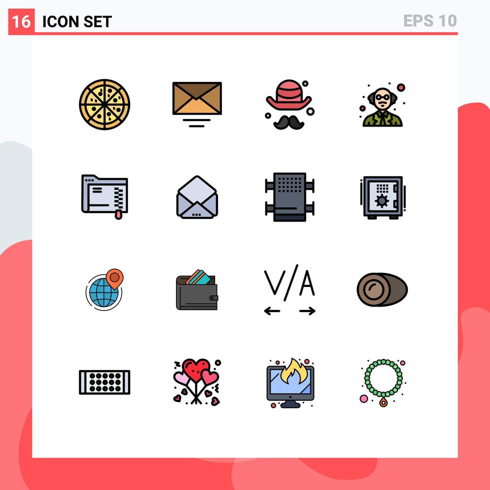 Set of 16 Modern UI Icons Symbols Signs for mail storage fathers server data Editable Creative Vector Design Elements