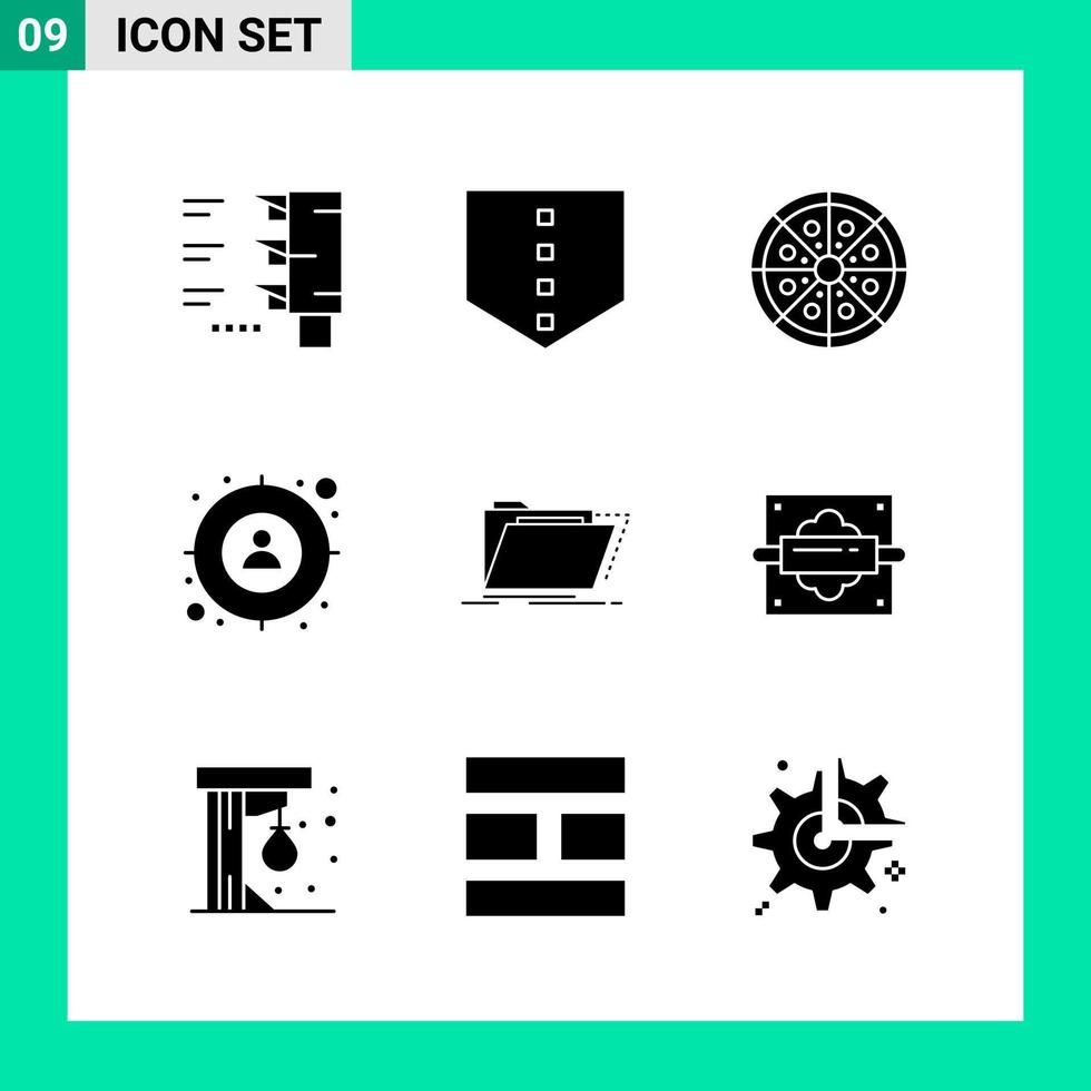 Pack of 9 Solid Style Icon Set Glyph Symbols for print Creative Signs Isolated on White Background 9 Icon Set Creative Black Icon vector background